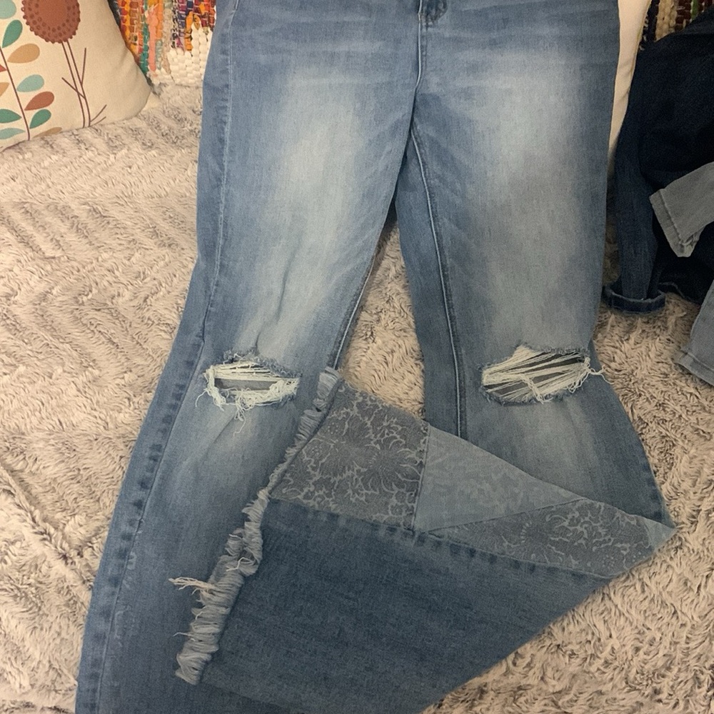 Women's Light Blue Distressed Jeans